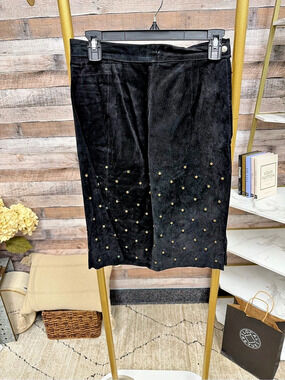 ADA Black Studded Midi Skirt